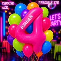 Neon Glow Pink PERSONALIZED Balloon Bouquet